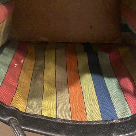 Vintage 1960s COACH Bonnie Cashin Black Lunch Bag Purse w/ Early Mexican Stripe - Picture 10 of 14